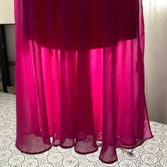 Soprano pink chiffon midi skirt w/ side slits - Picture 3 of 6